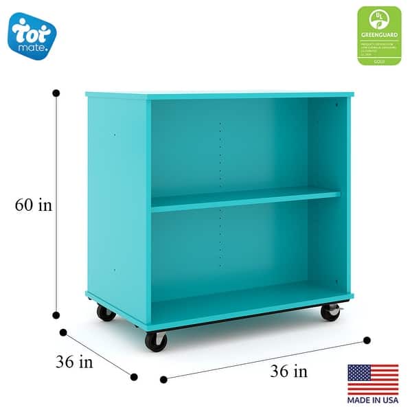 dimension image slide 2 of 4, Tot Mate Open Double Sided Mobile Storage Locker / Bookcase - 36H
