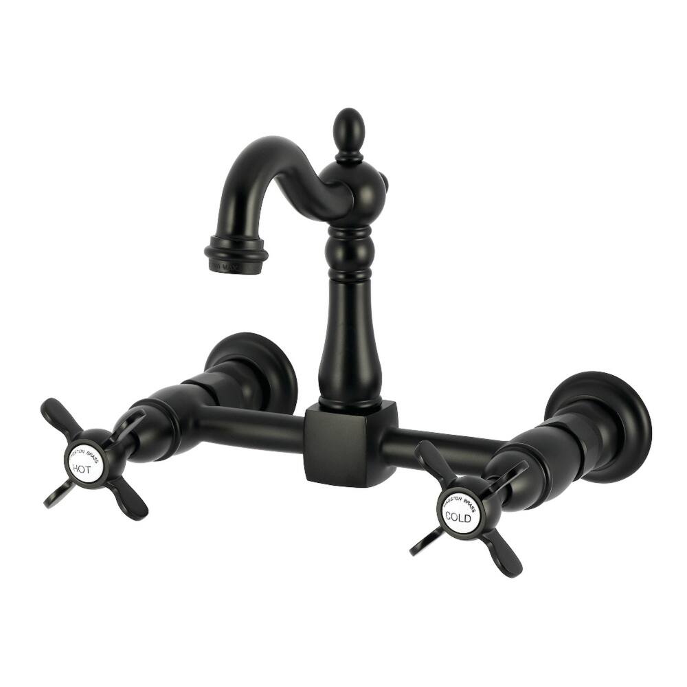 Kingston Brass Essex Double-Handle Wall-Mount Pre-Rinse Bridge Kitchen Faucet