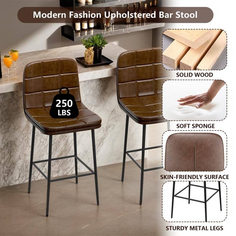 Metal Upholstered Bar Stools (Set of 8)