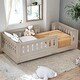 preview thumbnail 9 of 14, Wood Twin Size Platform Bed with Semi-enclosed Fence Antique Gray