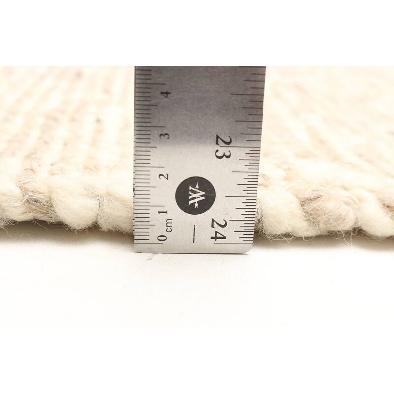 ECARPETGALLERY Braid weave Sienna Beige Wool Rug - 5'1 x 8'2