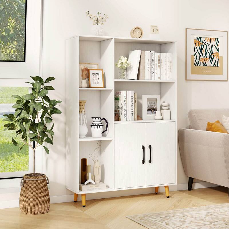 Costway Floor Storage Cabinet Free Standing Wooden Display Bookcase
