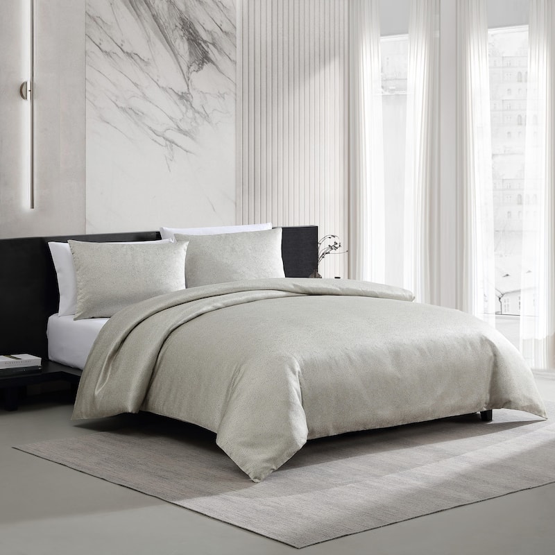 Vera Wang Speckled Satin Weave Taupe Reversible Duvet Cover Set