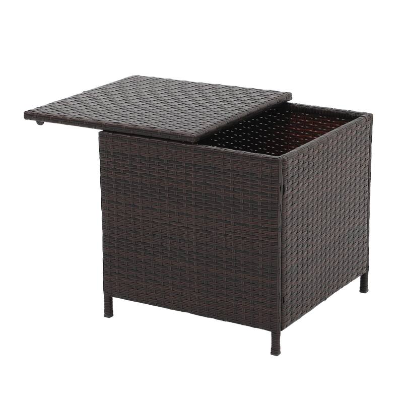 Square Wicker Outdoor Coffee Table with Hidden Storage