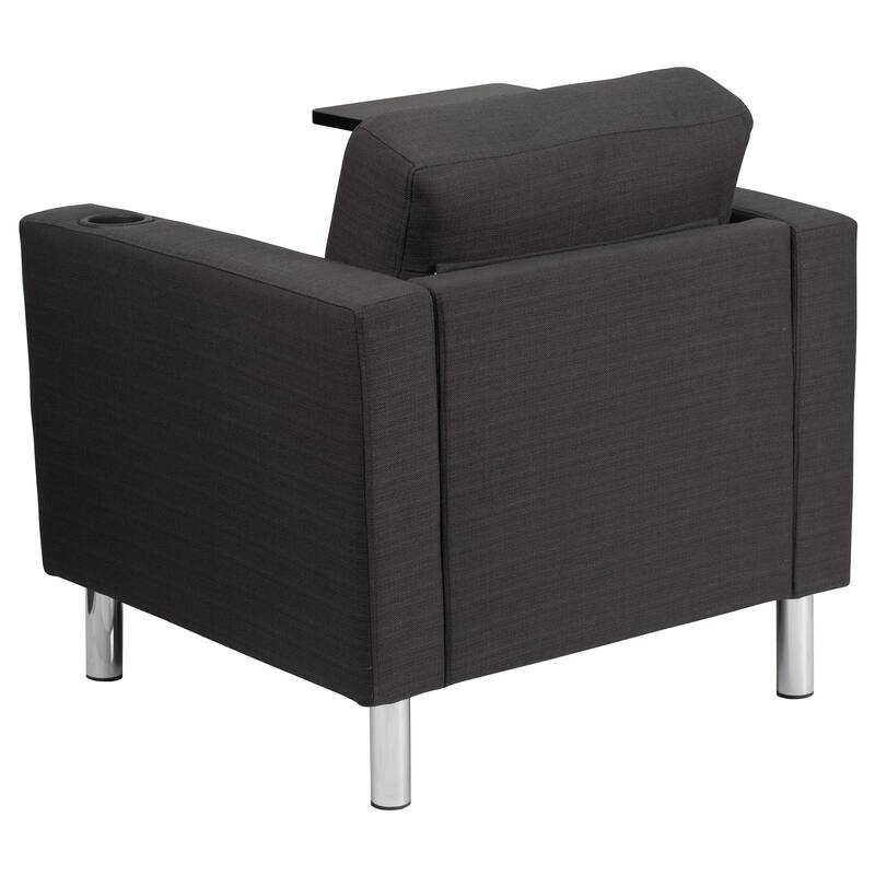 Guest Chair with Tablet Arm, Tall Chrome Legs and Cup Holder