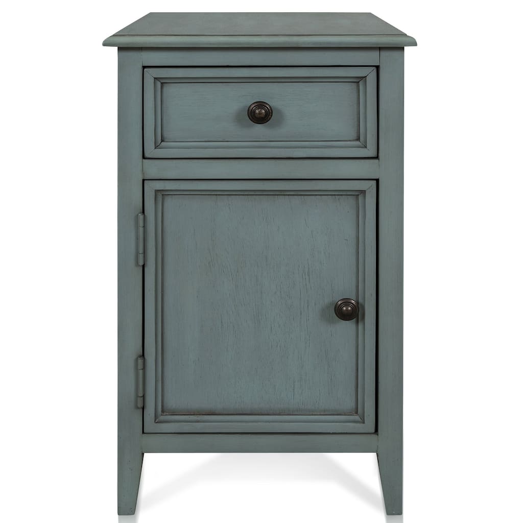 StyleCraft Side Table with Drawer and Cabinet - Aged Seafoam
