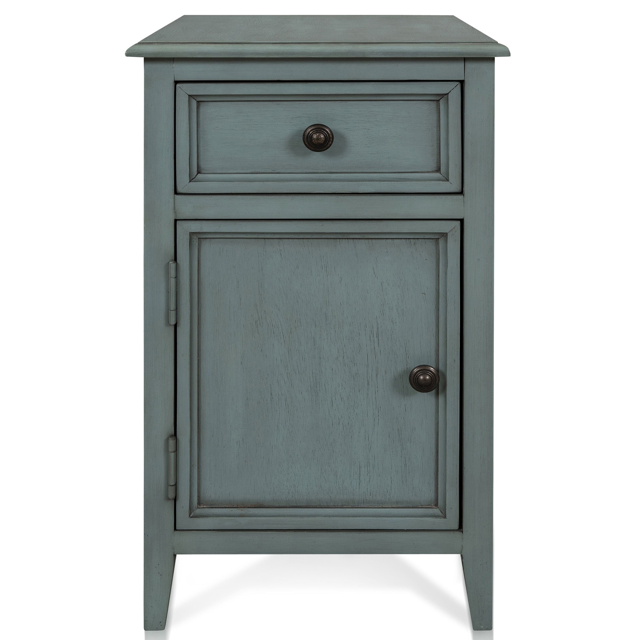 StyleCraft Side Table with Drawer and Cabinet - Aged Seafoam