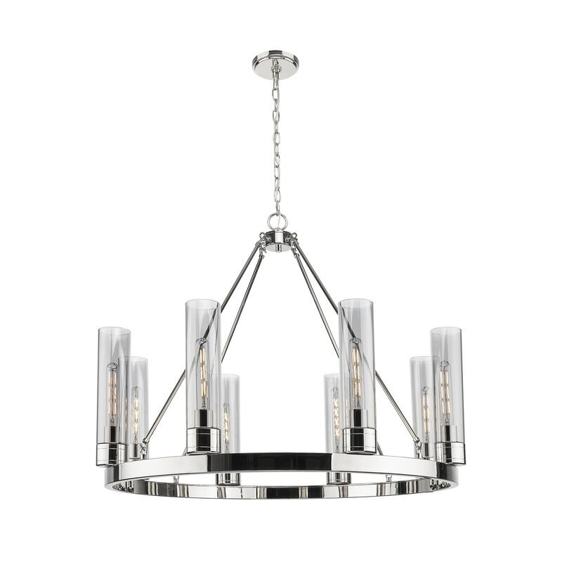 Innovations Lighting Downtown Urban - Boreas - 6 Light 36" Chandelier with 11" Shades - Polished Nickel/Light Smoke