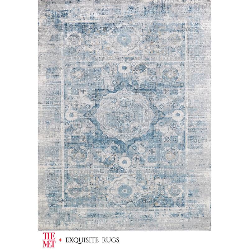 The Met X Exquisite Rugs Legacy Blue/Ivory Area Rug.