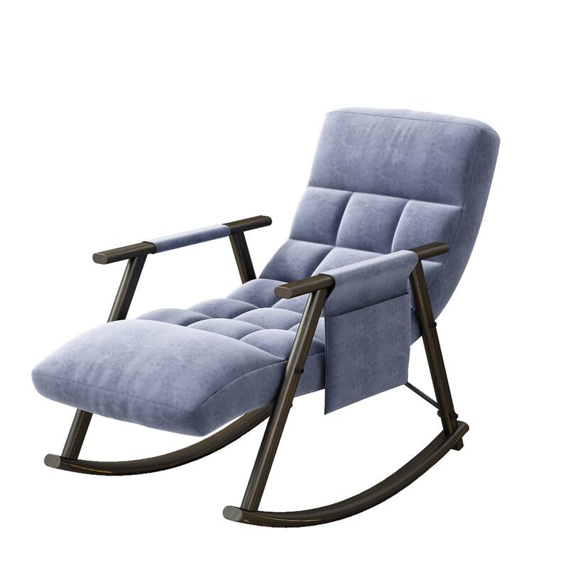 Folding Rocking Upholstered Chair with Adjustable Back and Footrest