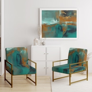Designart - Golden Hour In Whirling Waves - Abstract Accent Chair ...