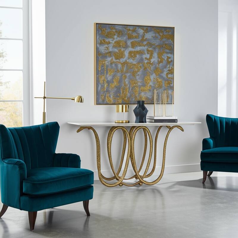 Aluminum Marble Picture Frame Neutral (Set of 2) - 9" Ivory/Brown - 50" x 13" x 29.5" - 50" x 13" x 29.5" - White/ Gold - Marble