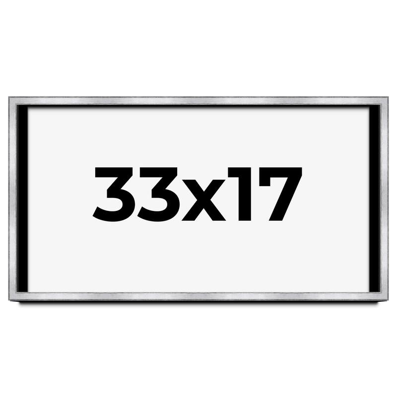33x17 Shadow Box Frame Silver | 1.375 Inches Deep Real Wood