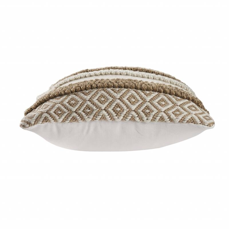 HomeRoots 20" X 20" Tan And Beige Polyester Geometric Zippered Pillow