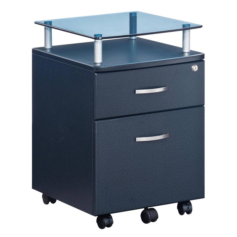 Techni Mobili Rolling File Cabinet with Glass Top