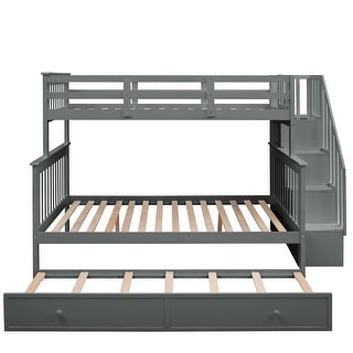 Space-Efficient Multifunctional Twin-Over-Full Bunk Bed with Twin size Trundle,Storage