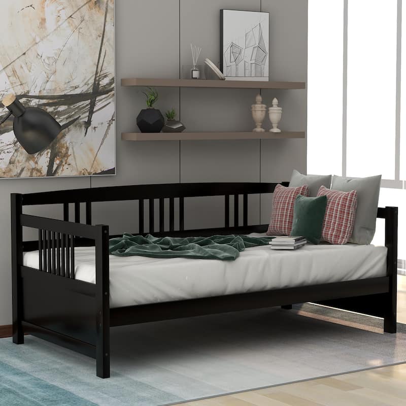 Modern Solid Wood Daybed, Multifunctional, Twin Size, Espresso