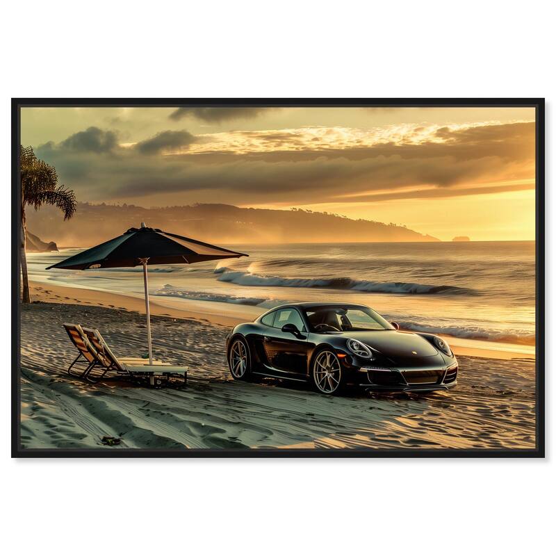 Lovely Sunset Beach Drive Canvas by Art Remedy - Black - 54" x 36"