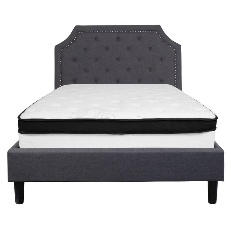 Arched Tufted Platform Bed and Memory Foam Pocket Spring Mattress