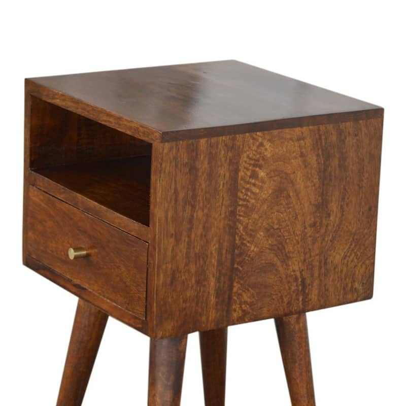 HomeRoots 22" Chestnut Solid Wood Square One Drawer Nightstand