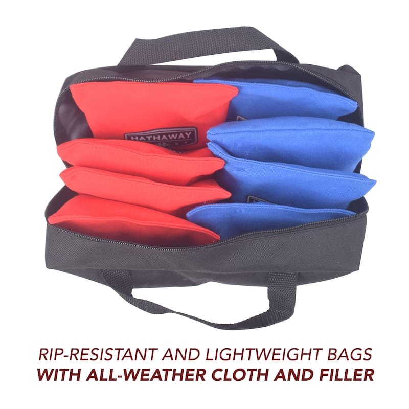 Hathaway Regulation Cornhole Bag Set with Included Case - Red/Blue