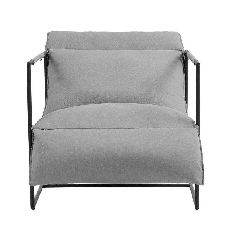 Metal Framed Sling Accent Chair with Bag Cushion