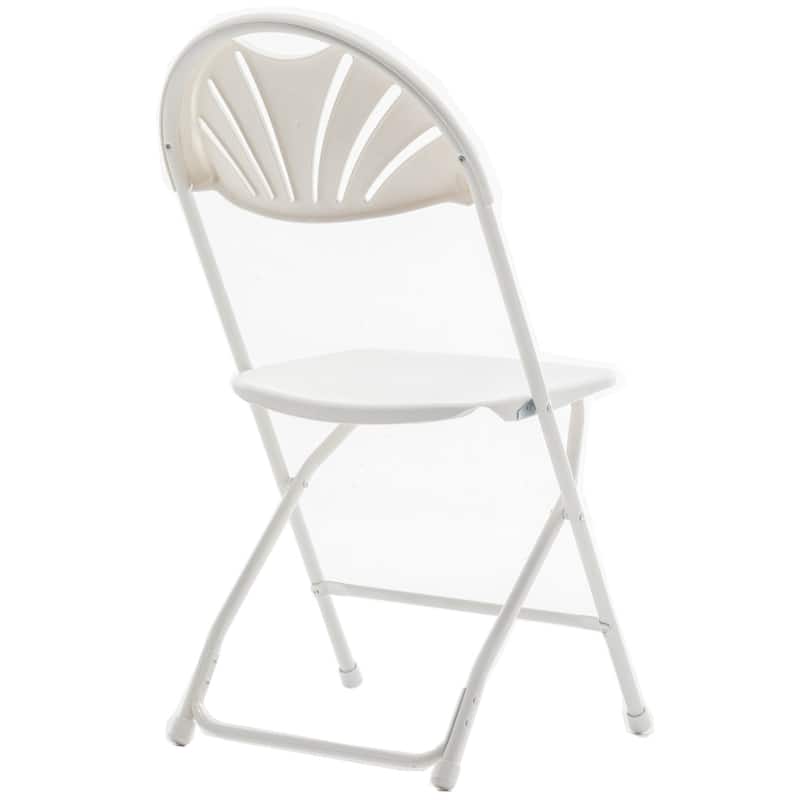 BTEXPERT White Plastic Folding Chair Steel Frame Commercial High Capacity Event Chair Lightweight Wedding Party Set of 2 - White