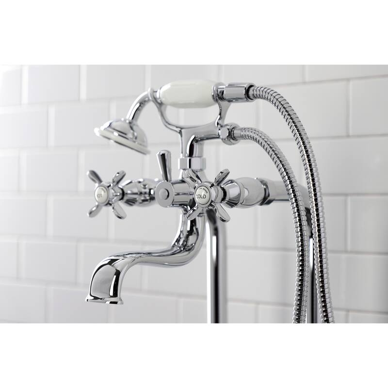Essex Freestanding Clawfoot Tub Faucet Package with Supply Line in Matte Black