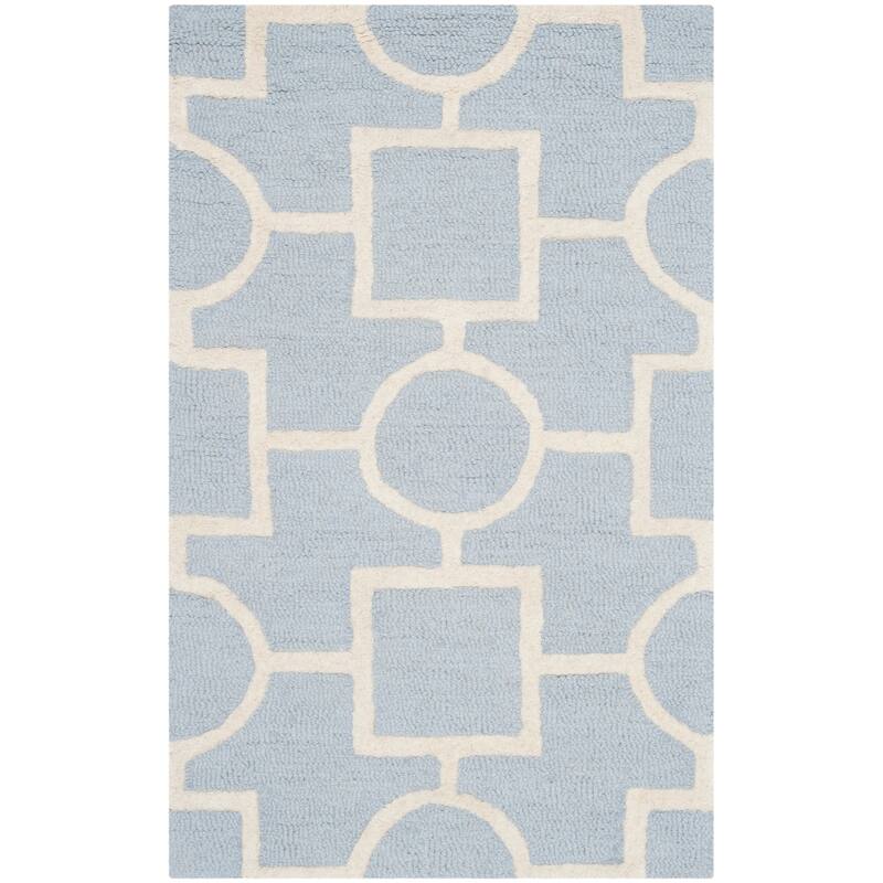 SAFAVIEH Handmade Cambridge Pietrix Modern Moroccan Wool Rug - 2'6" x 4' - Light Blue/Ivory