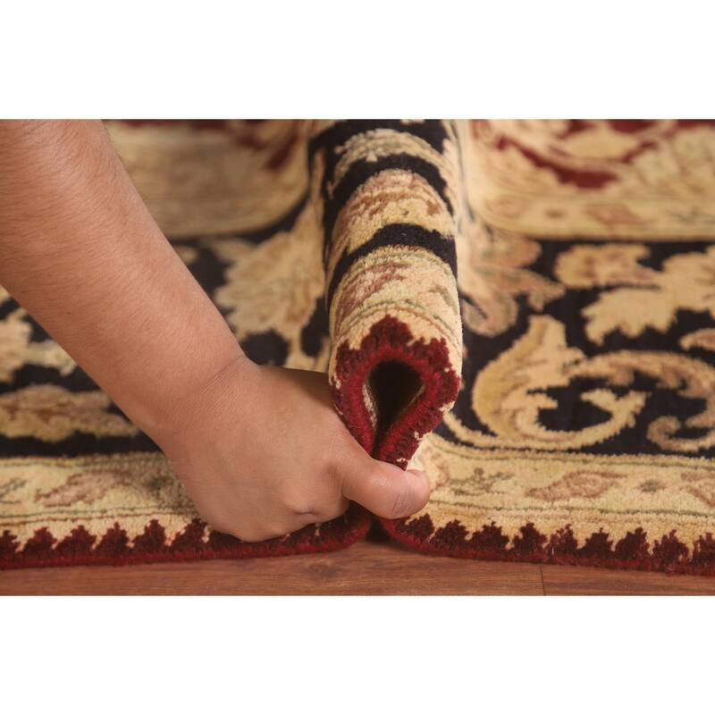 Traditional Floral Agra Oriental Area Rug Handmade Red Wool Carpet - 6'1" x 9'3"