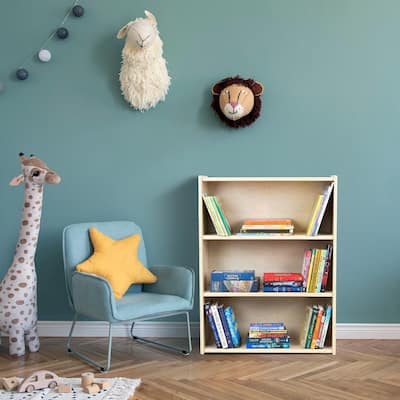 RRI Goods 3-Shelf Bookcase, Montessori Bookshelf N Storage Unit in Birch Plywood, Arts Crafts Supplies Organizer for Toddlers