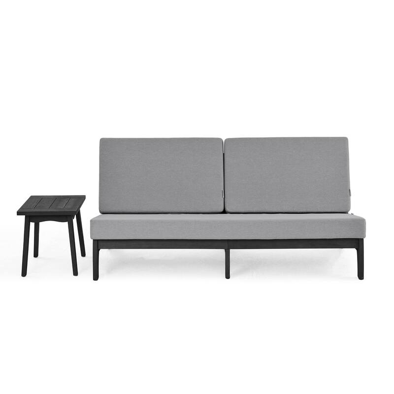 3-Seat Outdoor Sofa Set with Solid Wood Coffee Table, Weather-Resistant Cushions