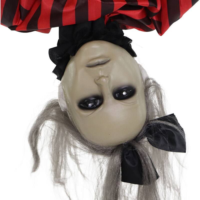 Haunted Hill Farm Drucilla the Animatronic Upside-Down Zombie Woman, Sound, and Light-Up Eyes for Halloween Decoration