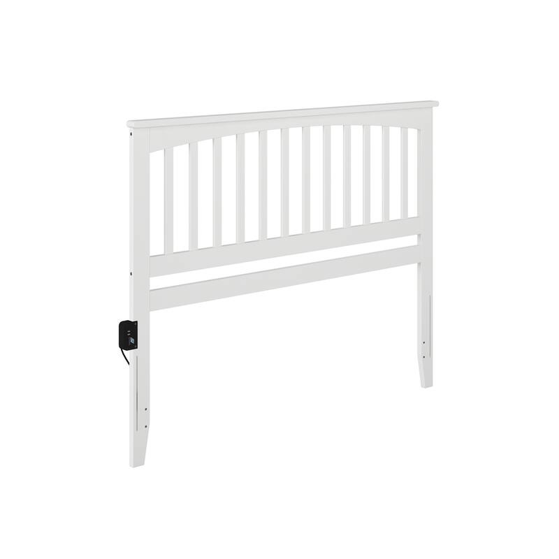 Mission Headboard with USB Charging Station - White - King