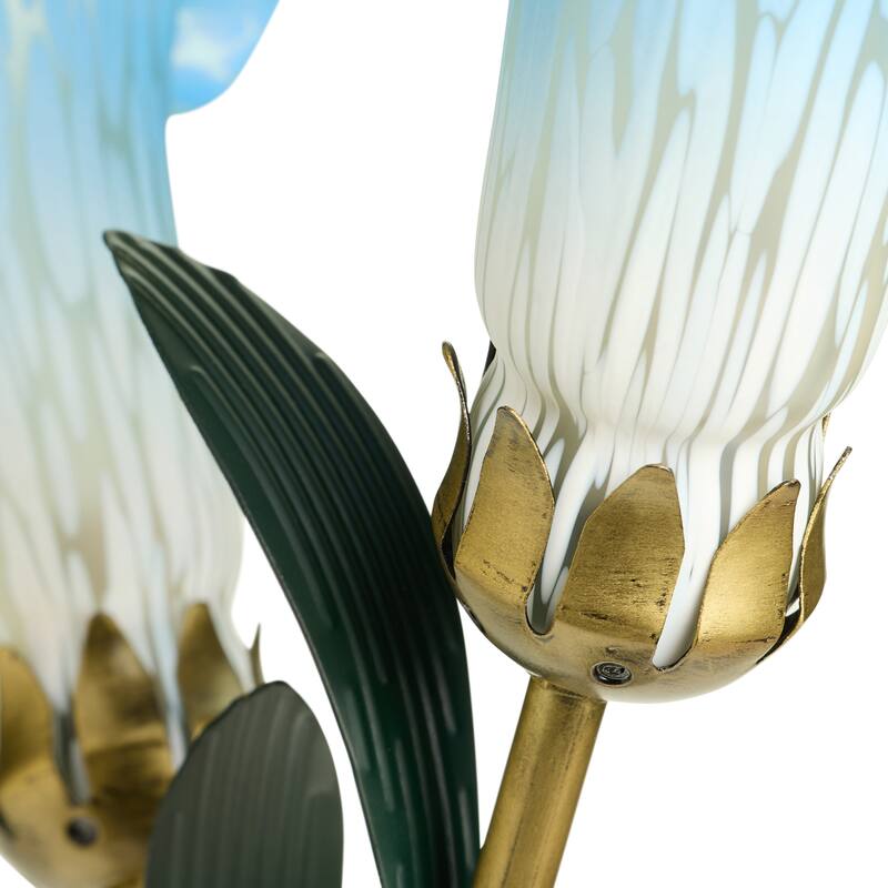 River of Goods Bronze Metal and Glass 3-Shade Calla Lily Table Lamp