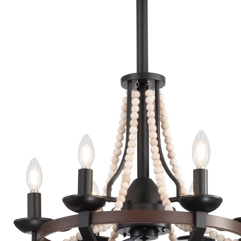 22-Inch Distressed White 7-Blade Crystal Chandelier Ceiling Fan with Light and Remote