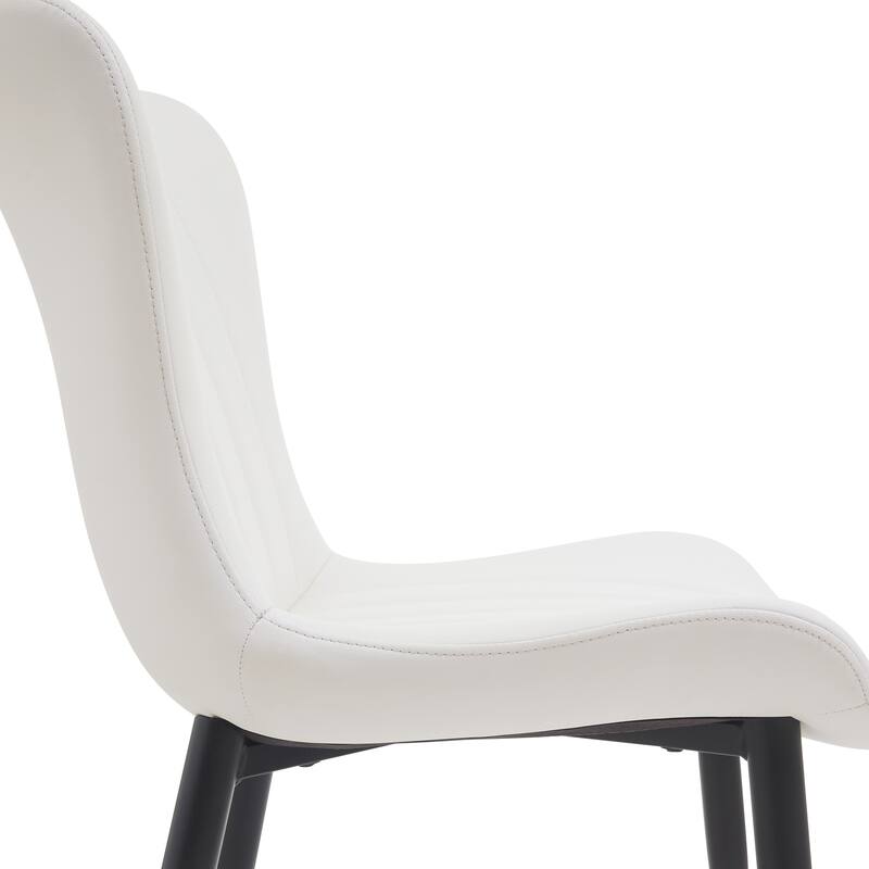 Leather Dining Chair Side Chair Vanity Chair Vanity Chair Cream White Meeting Room Chair Office Chair with Iron Legs