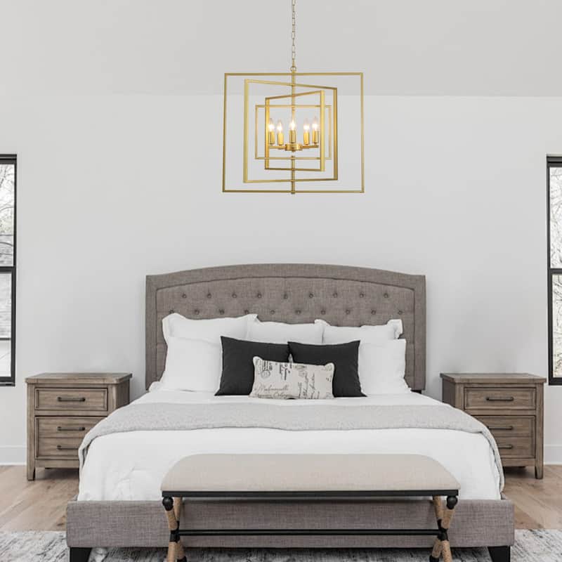 25.59inch 5 Lights Modern Chandelier with 4 Metal Frames 360 Degree Adjustable for Different Rooms