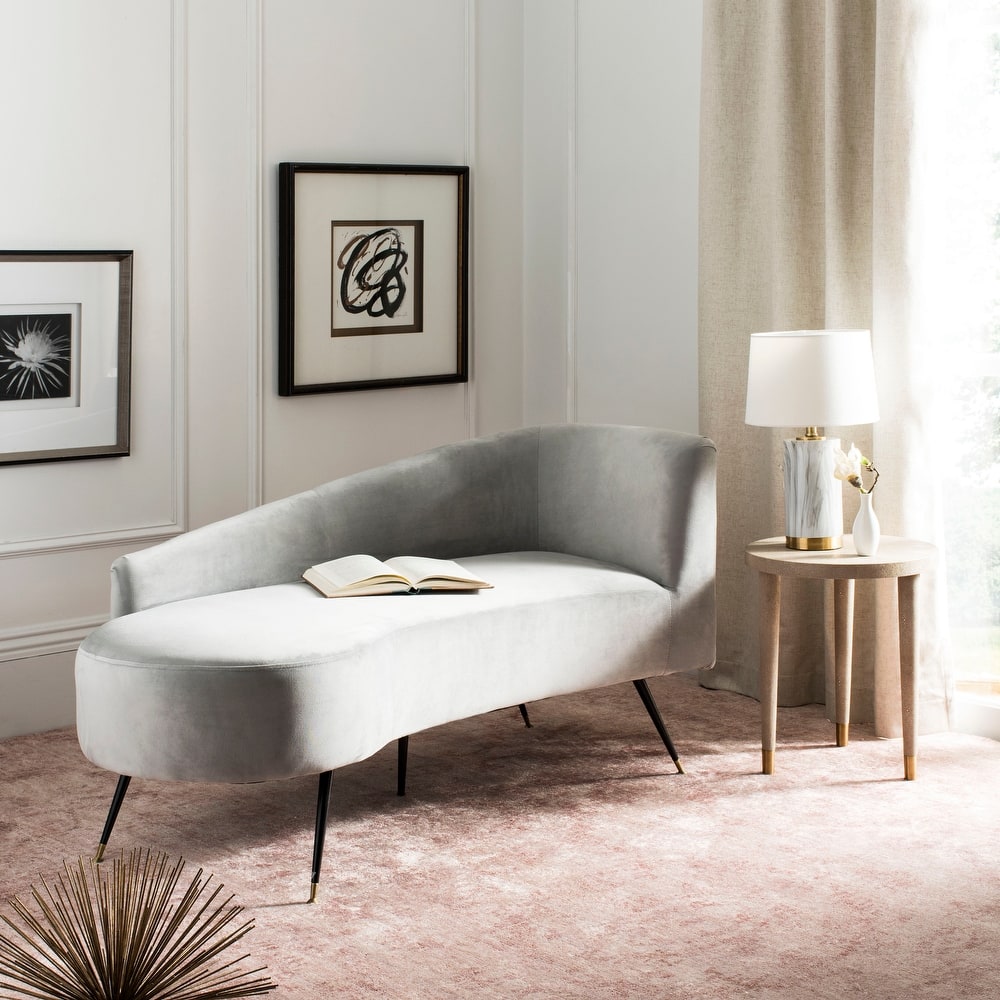 SAFAVIEH Helgrit Black/Gold Velvet Retro Glam Settee - 57.5" W x 27" D x 28" H - 58Wx27Dx28H