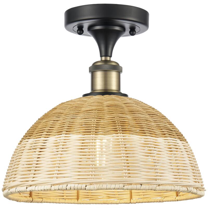 Innovations Lighting Endless Possibilities Ballston - Bristol Natural II - 1 Light 12" Semi-Flush Mount - Black Antique Brass