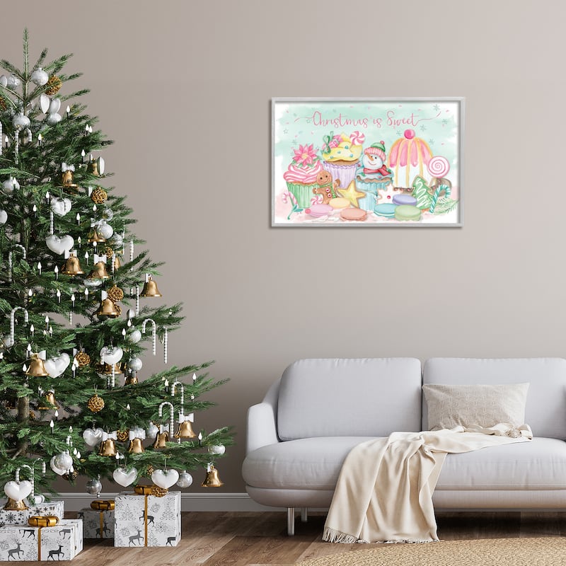 Stupell Christmas Is Sweet Festive Desserts Framed Giclee Art Design By Mollie B.
