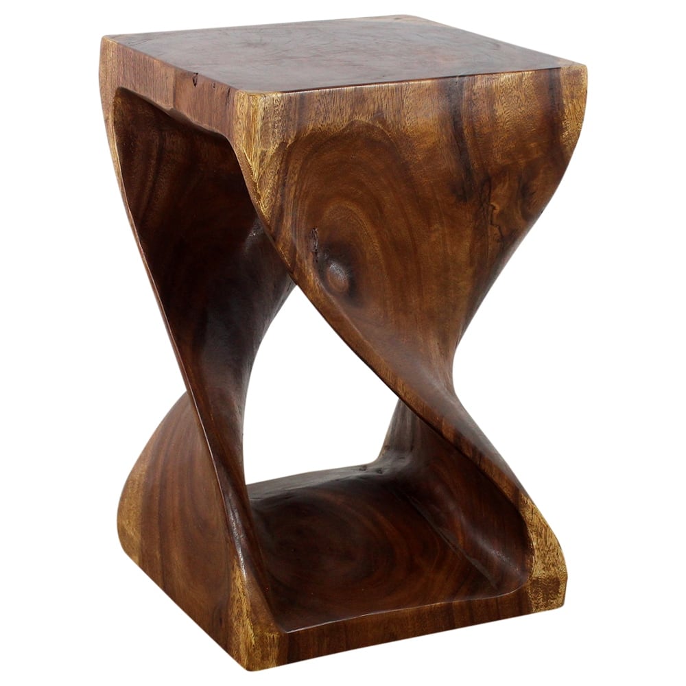 Haussmann® Wood Twist End Table 15 x 15 x 23 inch High Walnut Oil - 15" x 15" x 23"