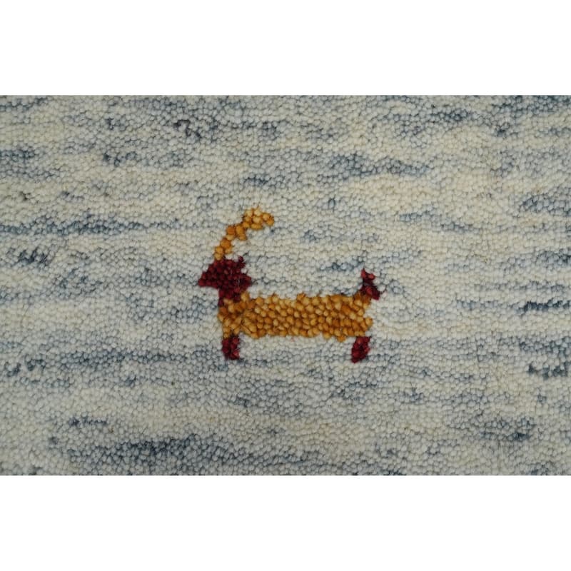 Hand Knotted Oriental 100% Wool Carpet Tribal Animal Pictorial Beige & Ivories Gabbeh Area Rug - 9' 10'' X 9' 11''