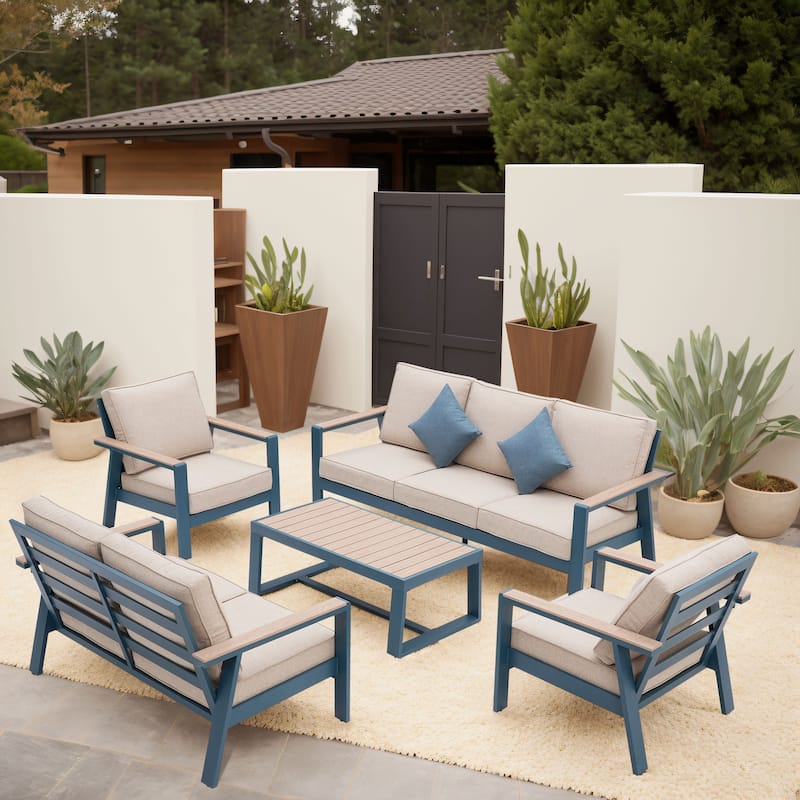 Zenova Aluminum Patio Conversation Sets,Outdoor Sofa Sets - 7-seat