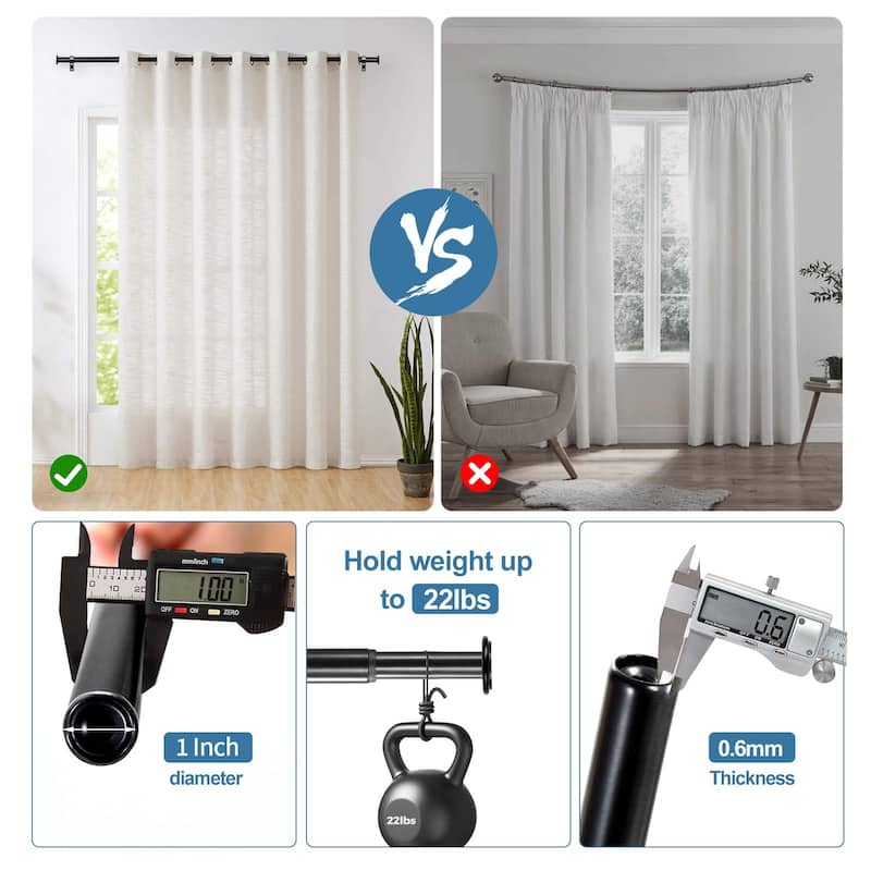 1-inch Diameter Bouton Adjustable Single Drapery Curtain Rod
