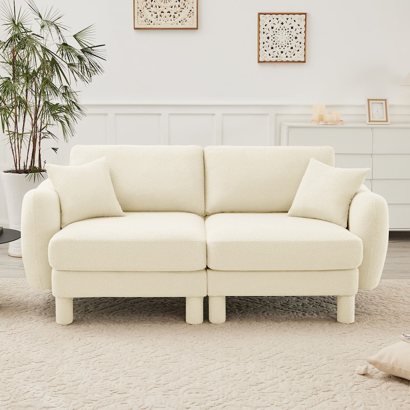 Distinctive Sofa Couch with Shell-Shaped Armrests, 2-seater Loveseat Couch Sofa Couch with Wood Frame