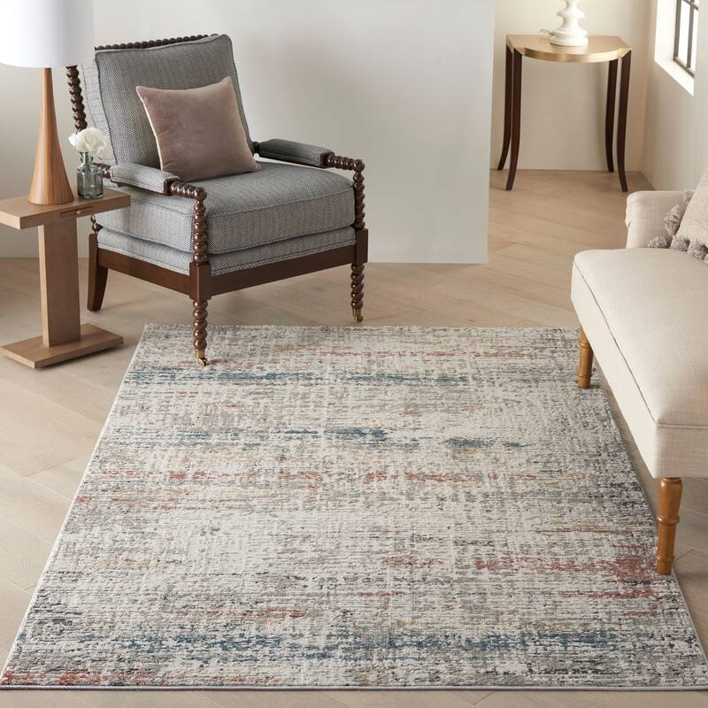 Nourison Rustic Textures Contemporary Abstract Area Rug - 3'11" x 5'11" - Light Grey Multi - Rectangle