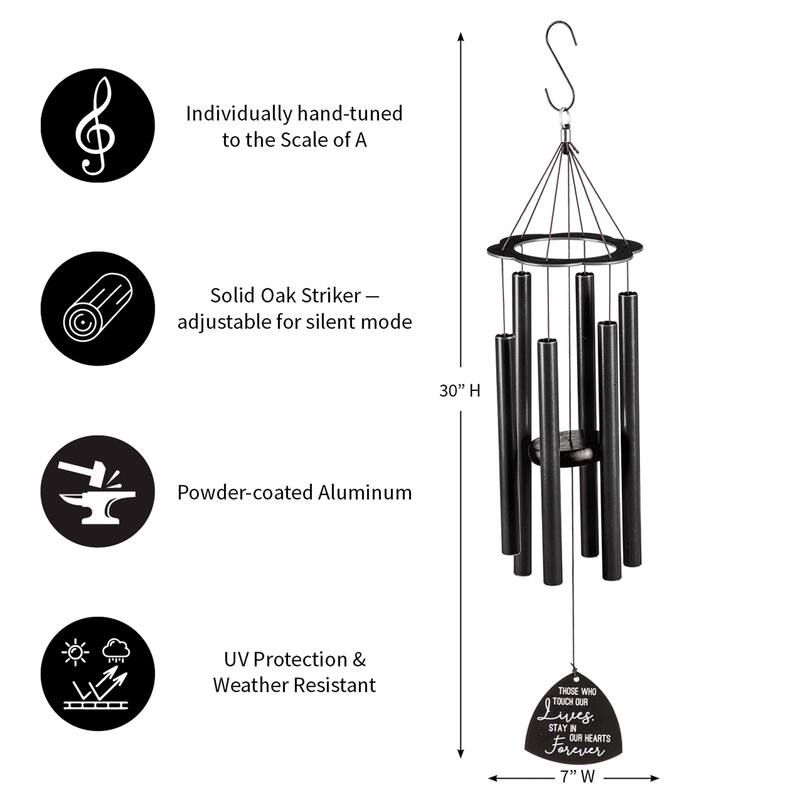 30 in. Laser Etched Metal Wind Chime, "Stay in Our Hearts Forever", Scale "A"