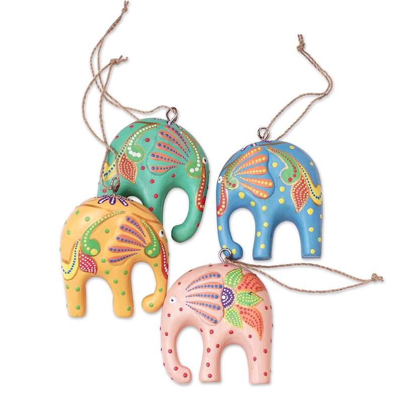 Novica Handmade Sweet Trunks Wood Ornaments (Set Of 4)
