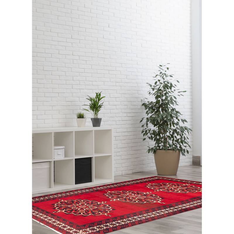 ECARPETGALLERY Hand-knotted Andelz Red Wool Rug - 4'0 x 6'11